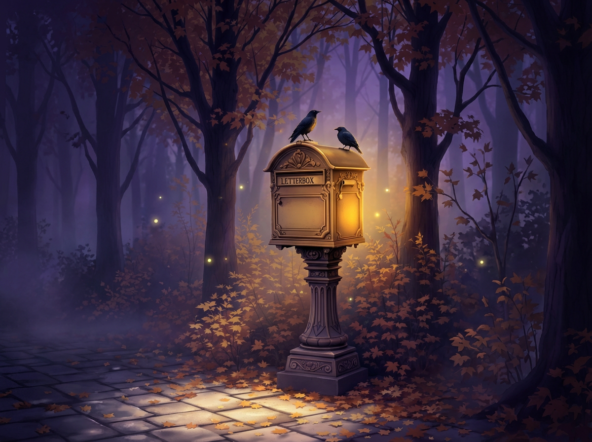 Vintage mailbox bathed in twilight glow