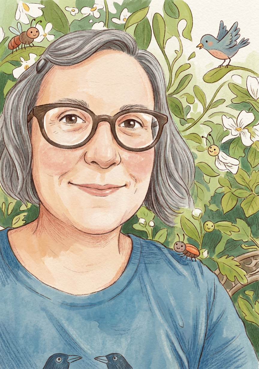 Illustrated portrait of Melissa, the creator of the Ravenhill Letter Writing Society